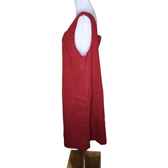 Vintage 70s Sleeveless Pinafore Jumper Dress Womens Size 2XL Rust Red Pockets - Picture 6 of 8